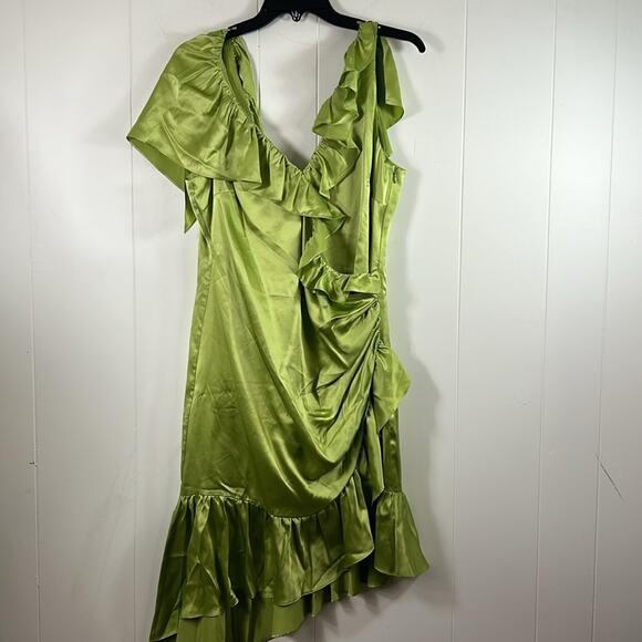 CINQ A SEPT Women's Petunya Silk Prickly V-Neckline Pear Mini Dress Size 10 - Picture 3 of 12